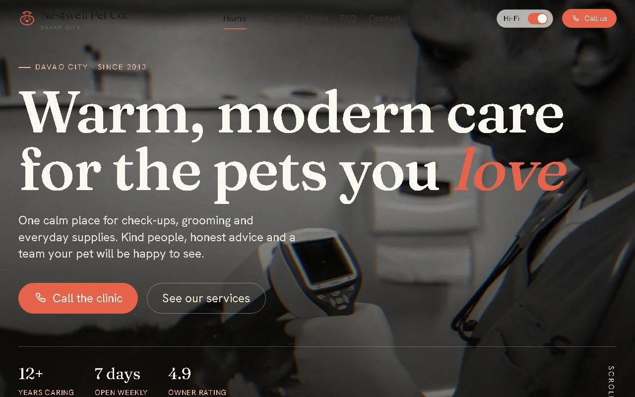Screenshot of the Nestwell Pet Co. concept site