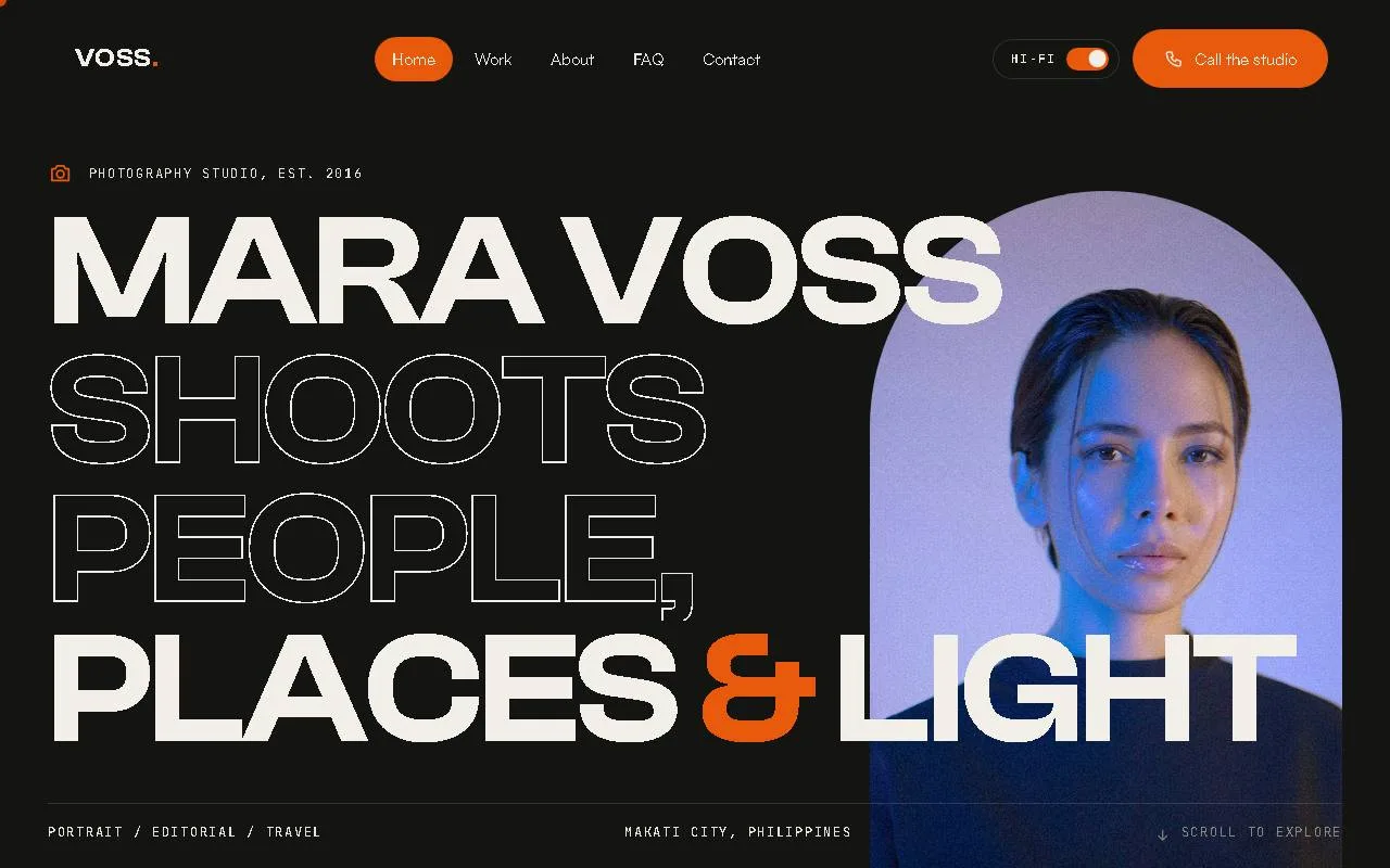 Screenshot of the Mara Voss Photography concept site